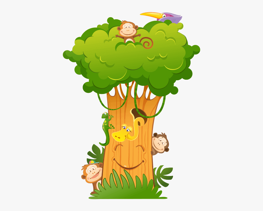 Jungle Wall Stickers For Kids Room, Jungle Tree Sticker - Illustration, Transparent Clipart