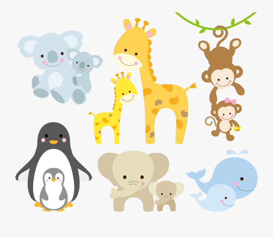Vector Infant Giraffe Animal Illustration Free Transparent - Mother And Baby Animal Clipart, Transparent Clipart