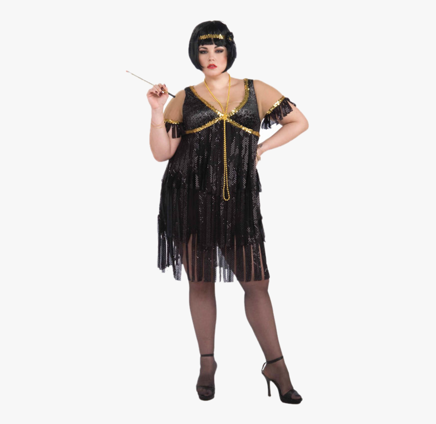 1920s Flapper Costume Dress Roaring Twenties - Great Gatsby Plus Size Flapper Dress, Transparent Clipart