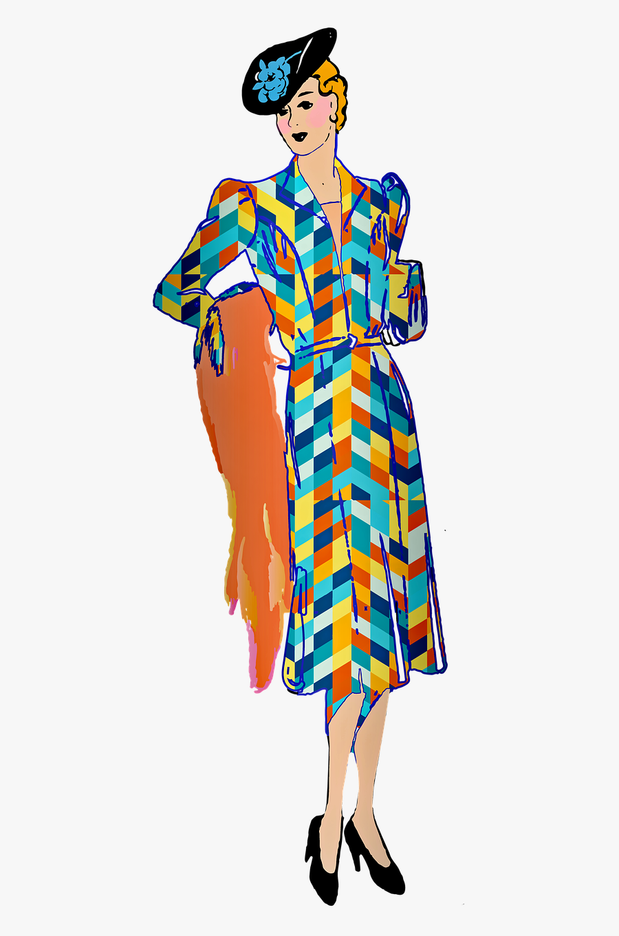 Retro Woman Vintage Woman 1940"s, Transparent Clipart