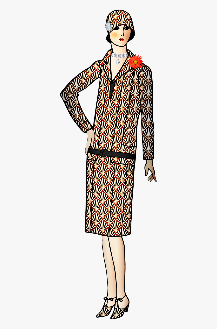 Flapper 1920"s Retro Vintage - Day Dress, Transparent Clipart