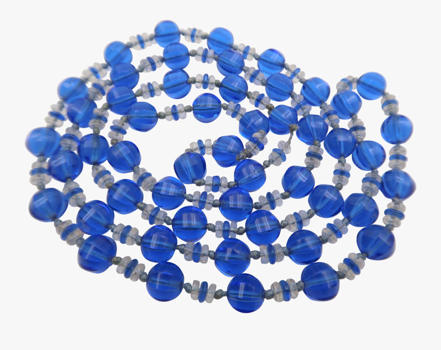 Vintage Czech Blue Crystal Glass Flapper Necklace , - Bead, Transparent Clipart