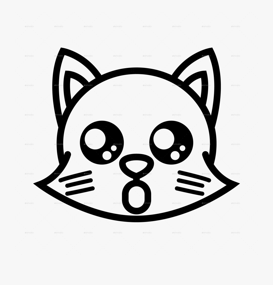 Outline Png/cat Funny Icon-06 - Cat Emoji Black And White, Transparent Clipart