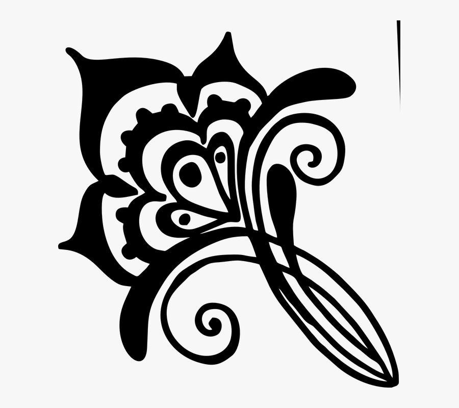 Flower, Henna, Vines, Swirl, Artwork, Silhouette - Vector Mehndi Designs Png, Transparent Clipart
