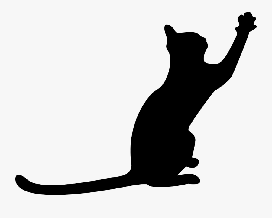 Cat Black Silhouette With Extended Tail And One Paw - Cat Paws Logo Png, Transparent Clipart