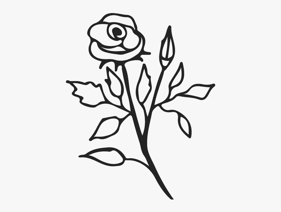 Stem Drawing Rose Transparent Png Clipart Free Download - Flower With Stem Outline, Transparent Clipart