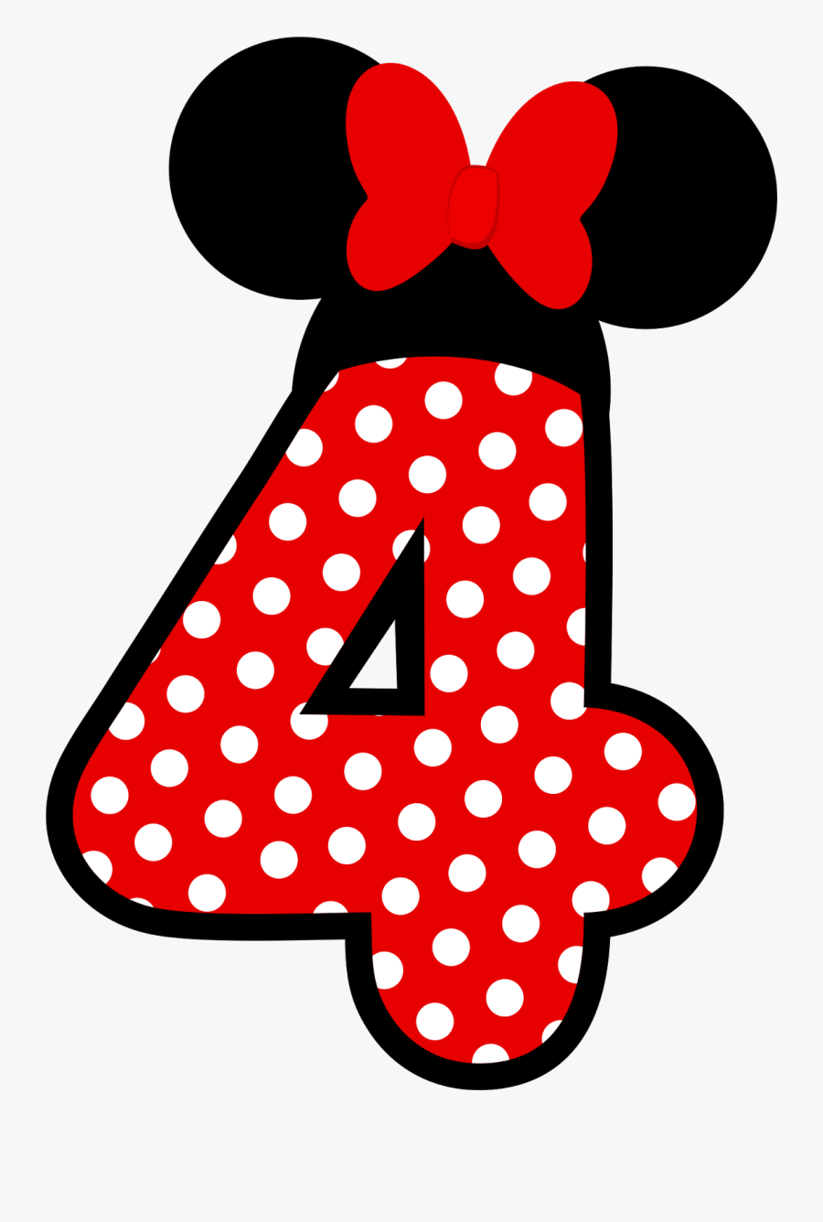 Mickey Party, Mickey Minnie Mouse, Mickey Mouse Birthday, - Minnie Mouse Number 4 Red, Transparent Clipart