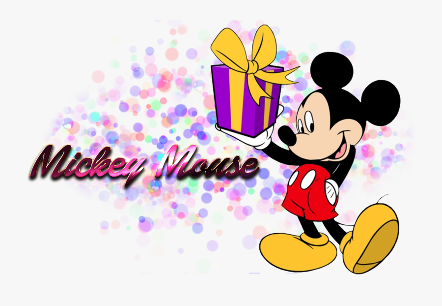 Transparent Mickey Mouse Symbol Png - Mickey Mouse With Gift, Transparent Clipart