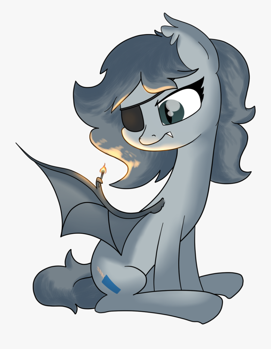 Moonatik, Bat Pony, Bat Pony Oc, Eyepatch, Fire, Match, - Pony Eyepatch, Transparent Clipart