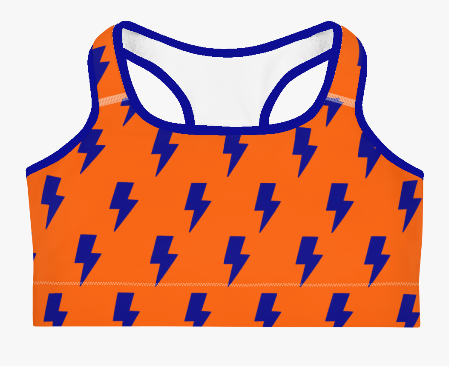 Orange & Blue Lightning Bolts Sports Bra - Sports Bra, Transparent Clipart