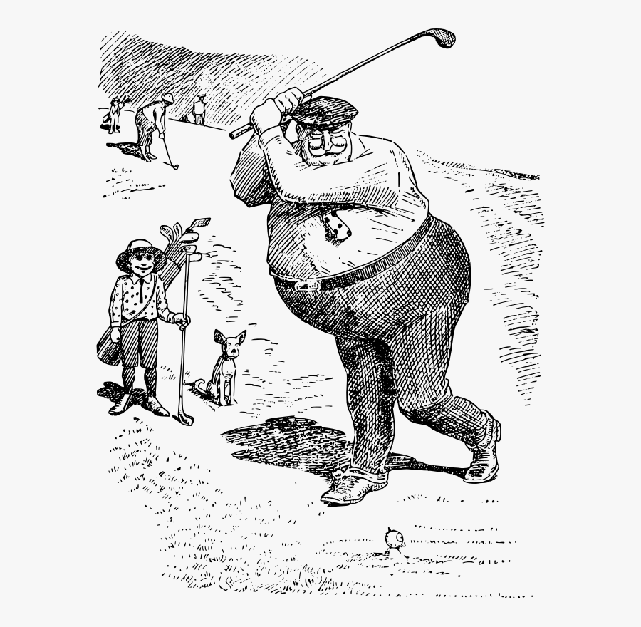 Art,text,shoe - Fat Man Golf Cartoon, Transparent Clipart