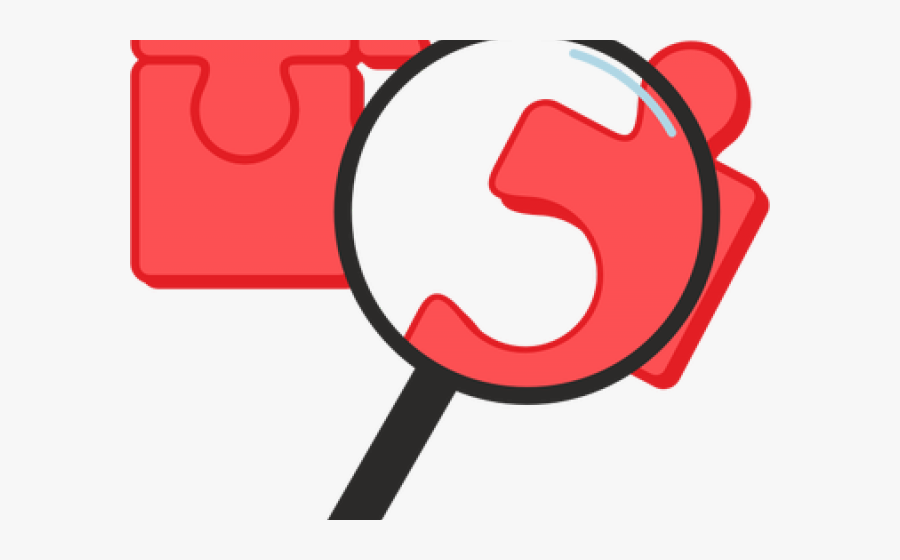 Red Clipart Magnifying Glass - Puzzle Pieces Magnifying Glass, Transparent Clipart
