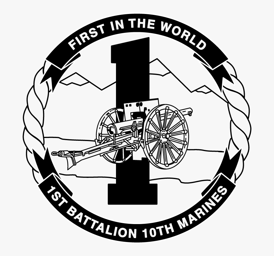 Usmc Logo Drawing - First Battalion 10th Marines Logo, Transparent Clipart
