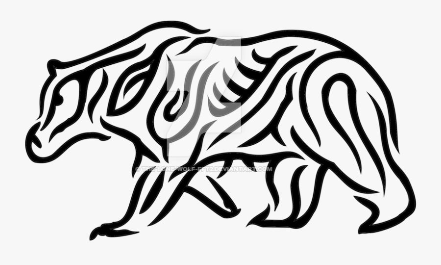 Nuclear Drawing Lone Wolf Transparent - Bear Drawing Tribal, Transparent Clipart