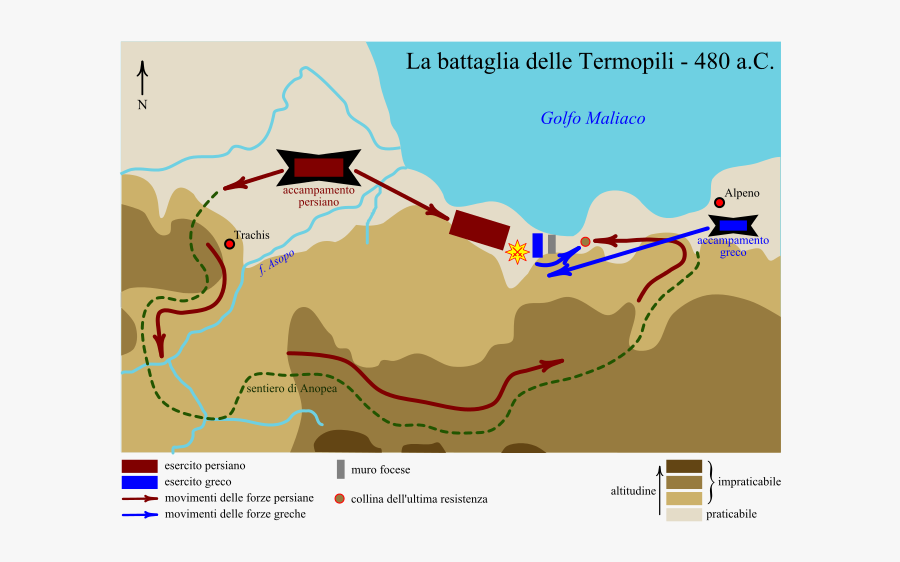 Map Of The Battle Of Thermopylae, Transparent Clipart