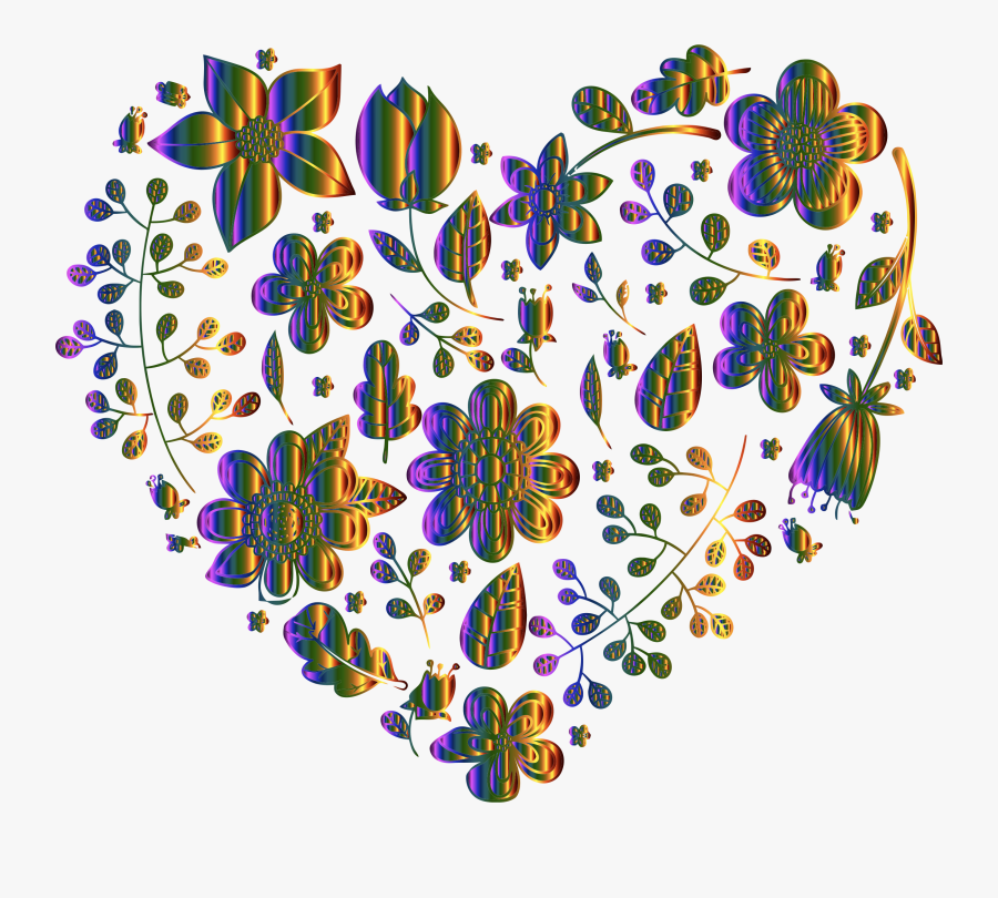 Chromatic Floral Heart No Background Clip Arts - Transparent Background Purple Heart, Transparent Clipart