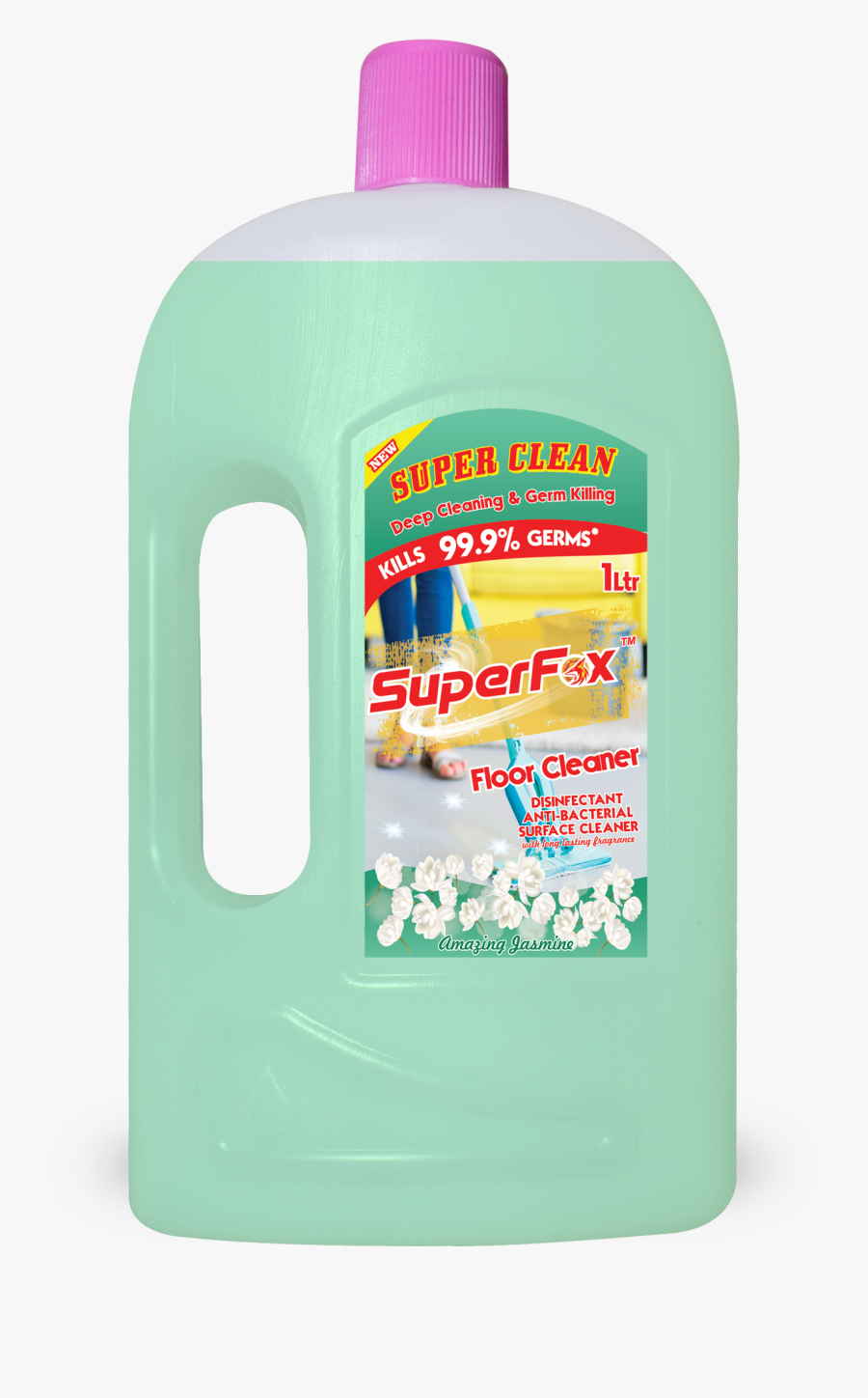 Superfox™ Floor Cleaner 1ltr Amazing Jasmine - Plastic Bottle, Transparent Clipart