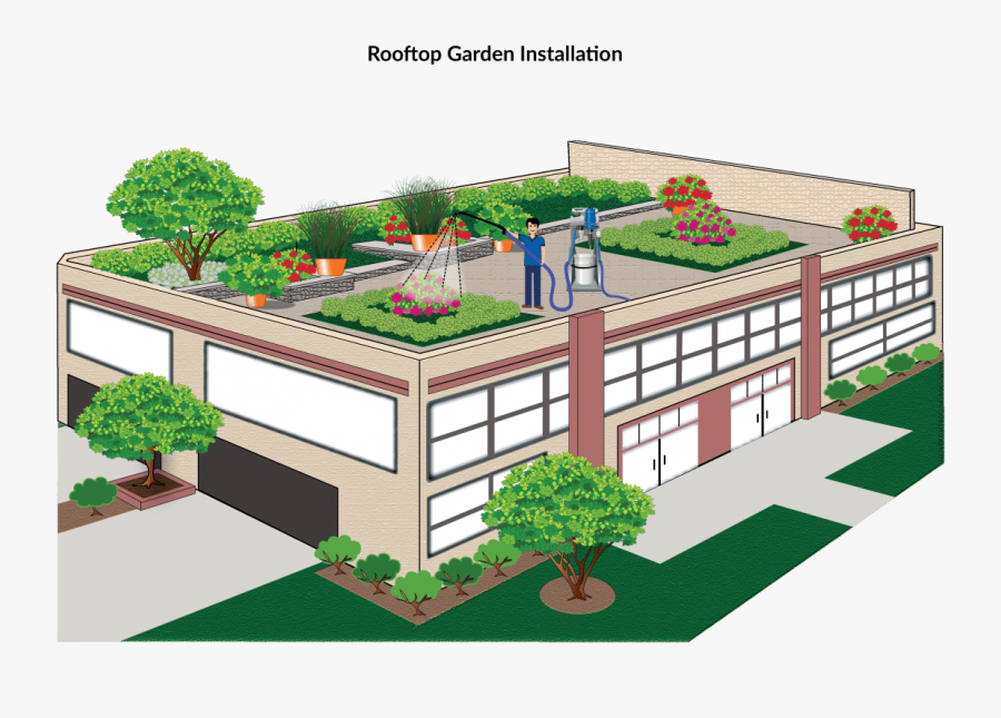 Vector Black And White Library Rooftop Installation - Model Of Roof Garden, Transparent Clipart