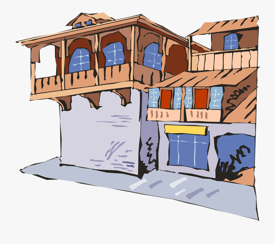 House, Brown, Window, Roof, Balcony - House With Balcony Clipart, Transparent Clipart