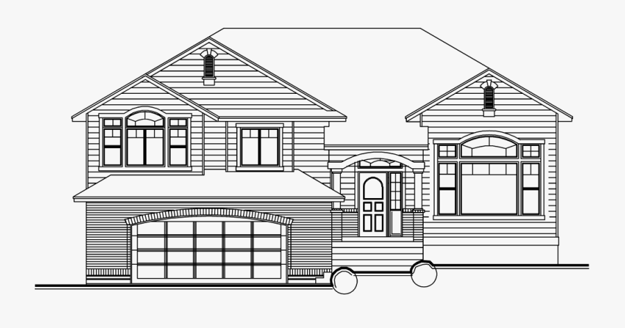 Split Level House Elevation, Transparent Clipart