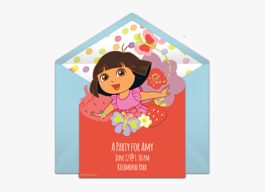 Dora 1st Birthday Invitation, Transparent Clipart