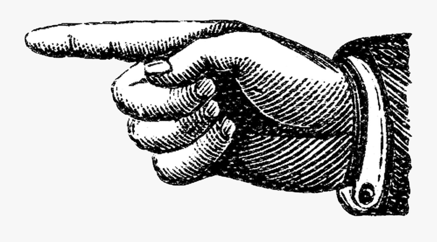 Hand Pointing - Old Fashioned Pointing Finger, Transparent Clipart