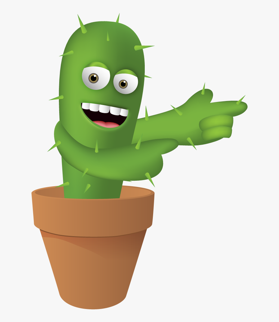 Pointing Aside Cactus - Cactus Pointing, Transparent Clipart