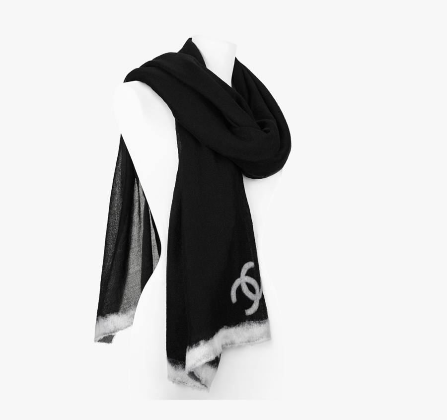 Chanel Cashmere Scarf Black White, Transparent Clipart