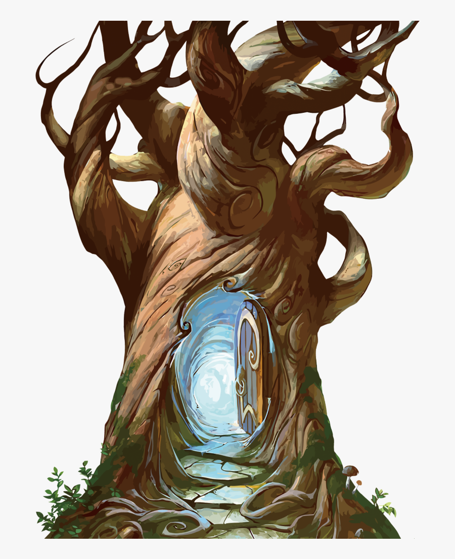 Transparent Fantasy World Clipart - Hole In Tree Trunk Drawing, Transparent Clipart