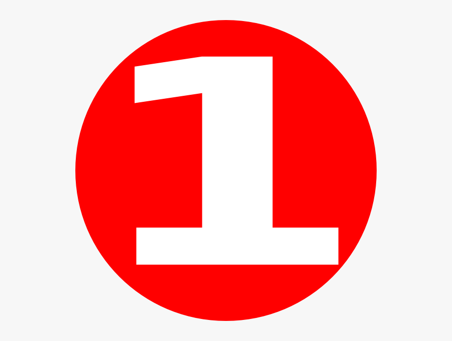 Red Circle Number 1, Transparent Clipart