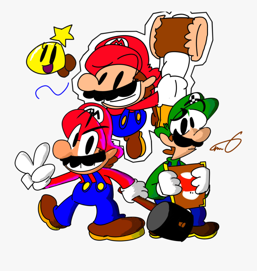 Luigi Clipart Paper Mario - Mario And Luigi Art, Transparent Clipart