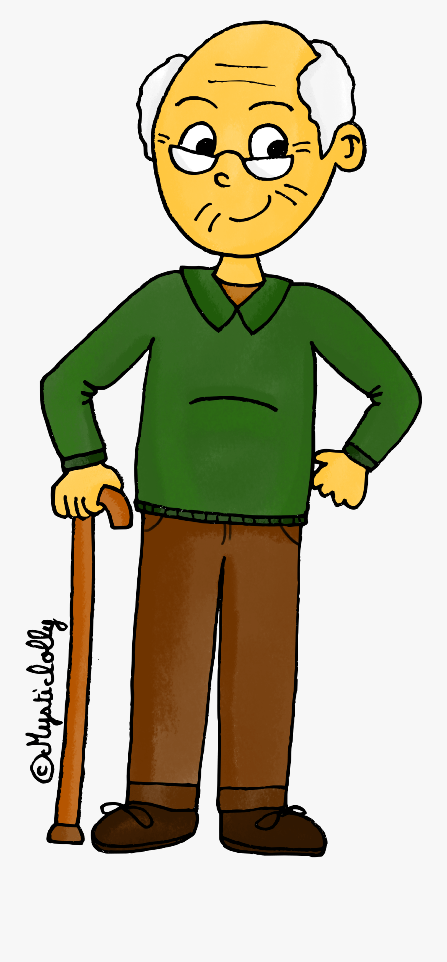 Grandfather Drawing, Transparent Clipart