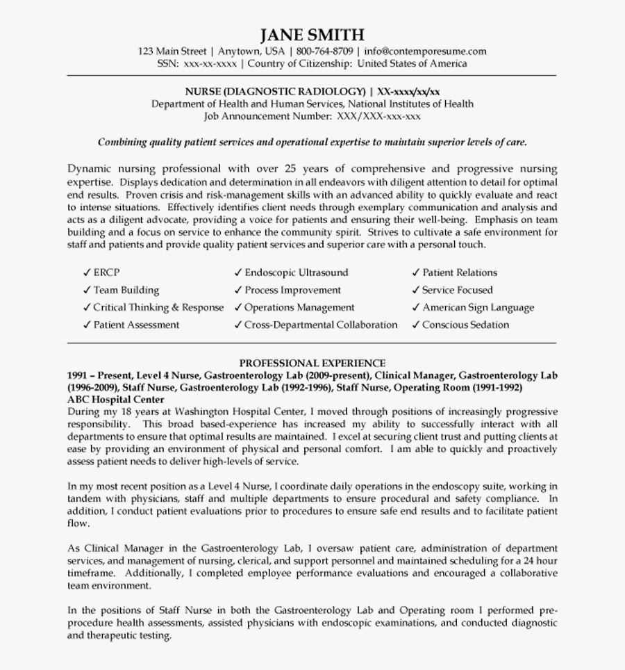 Clip Art Clinical Experience On Nursing - Nursing Resume Samples, Transparent Clipart