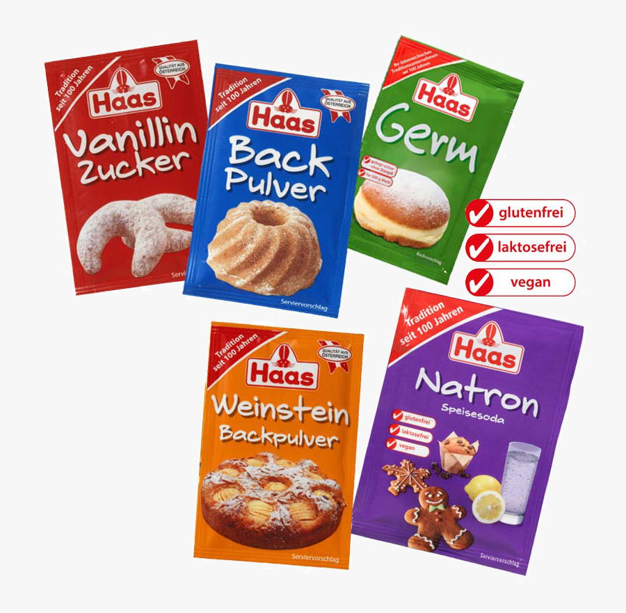 Haas Backpulver, Vanillinzucker, Trockengerm, Bourbon - Backpulver Haas, Transparent Clipart