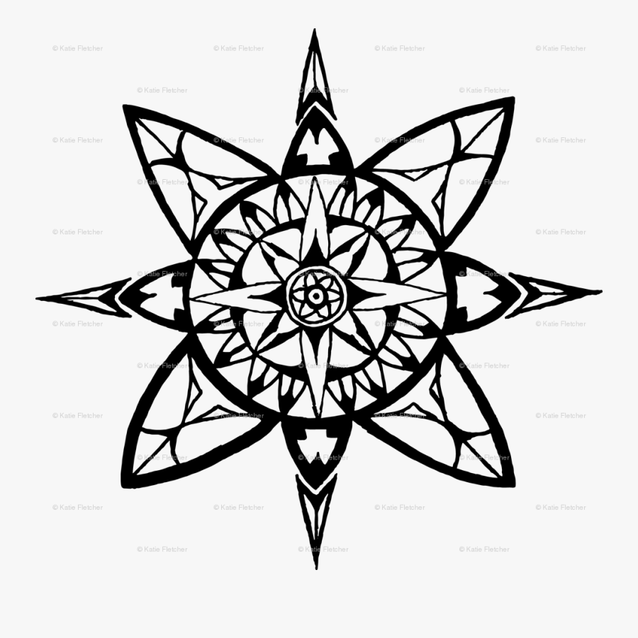 Compass Rose Coloring Pages For Adults, Transparent Clipart