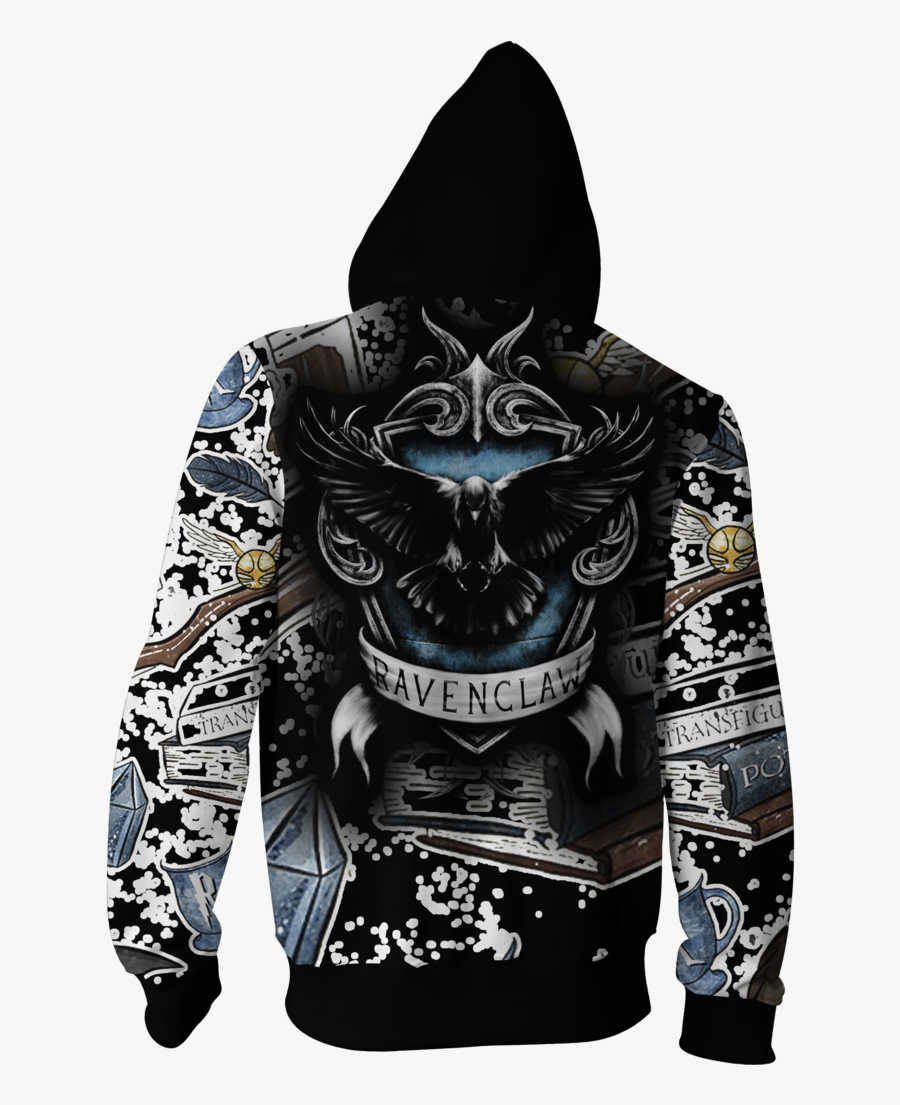 Transparent Ravenclaw Clipart - Harry Potter Hoodie With Houses On The Sleeve, Transparent Clipart