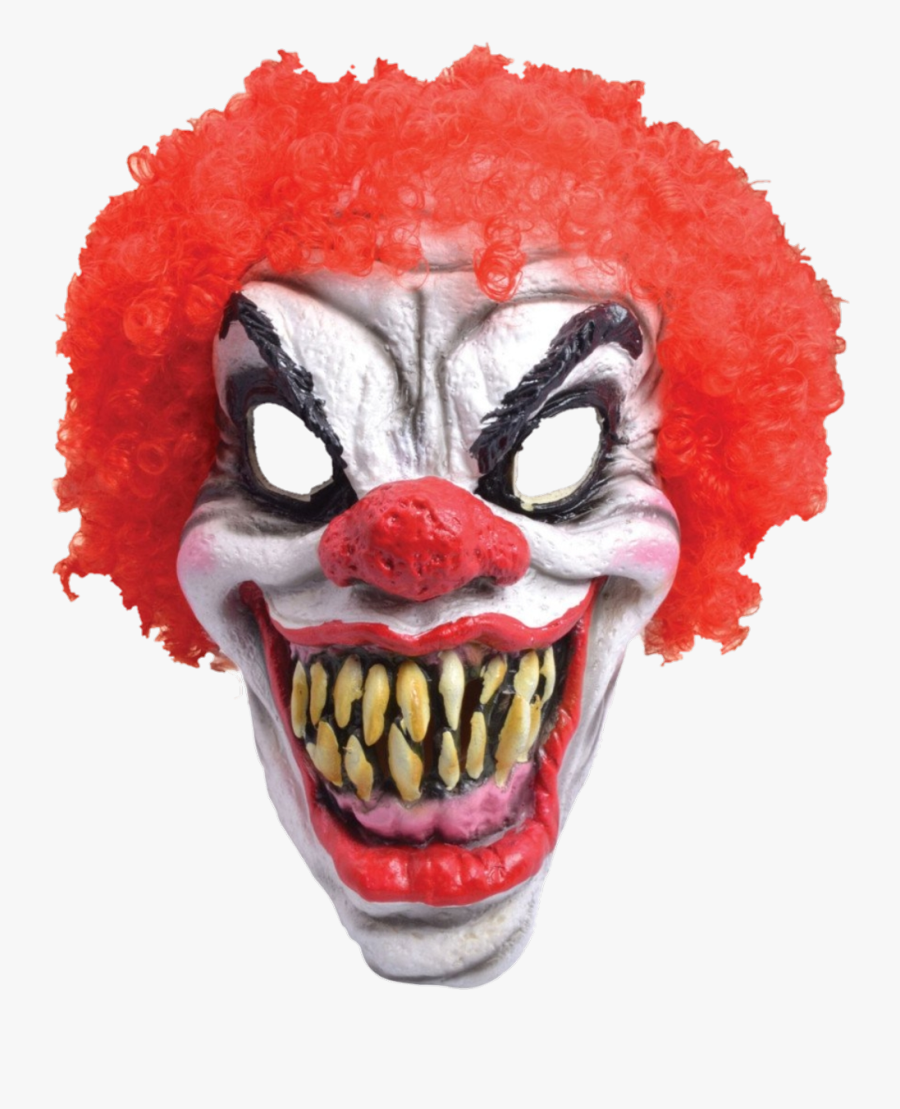 Transparent Fright Clipart - Scary Clown Mask Red Hair, Transparent Clipart