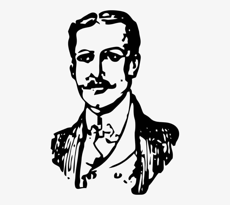 Man With Mustache, Vintage, Man - Vintage Mustache Man Illustration, Transparent Clipart