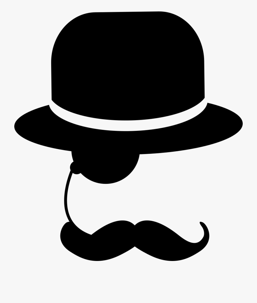 Elegant Man With One Eyeglass Mustache And Hat - Man Hat Icon Png, Transparent Clipart