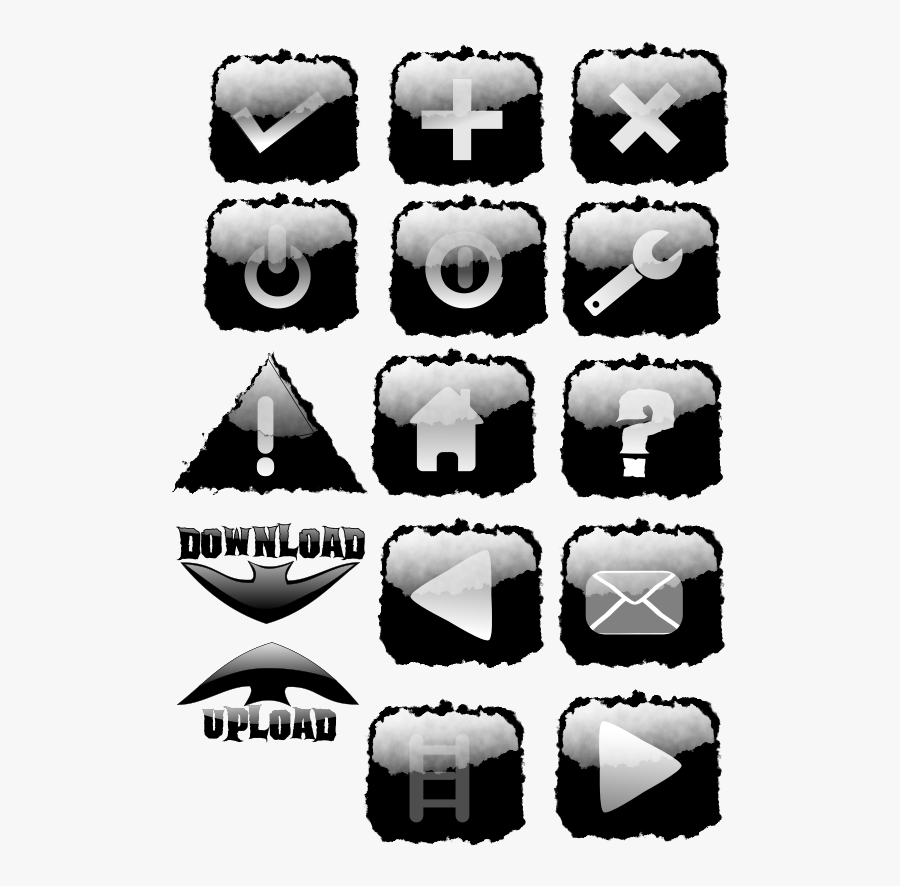 Black Torn Ed Buttons, Transparent Clipart