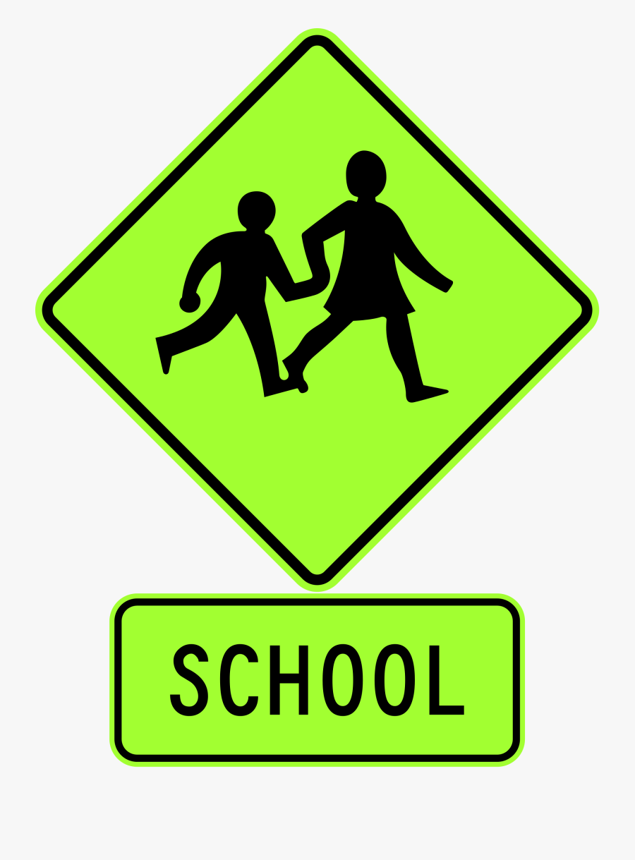 Black And White Road Safety Signs - Road Signs Near Schools, Transparent Clipart