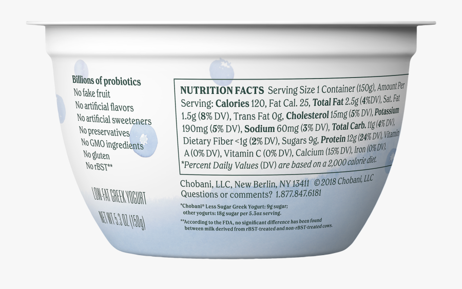 Transparent Chobani Png - Chobani Less Sugar Greek Yogurt Nutrition, Transparent Clipart