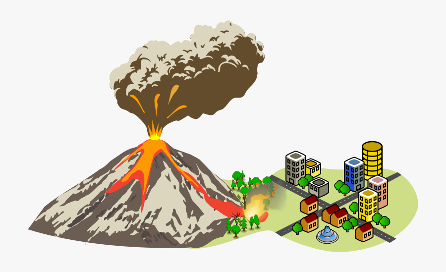 Erupting Near The City - Volcanic Eruption Clip Art, Transparent Clipart