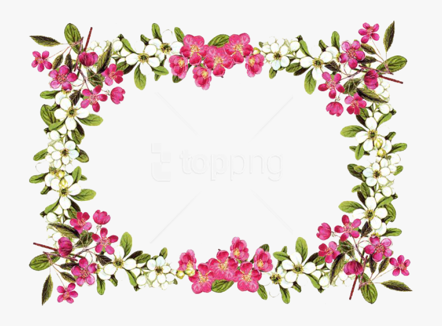 Pink Flowers Border Png, Transparent Clipart