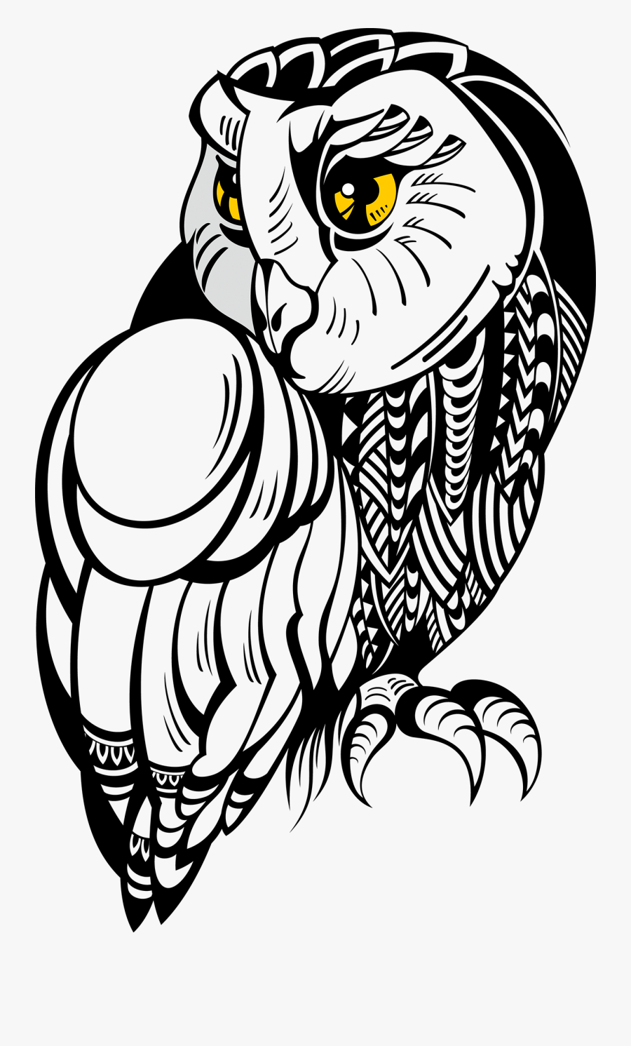 Owl Tattoo Drawing Illustration Stock Free Hq Image - Black And White Owl Png, Transparent Clipart