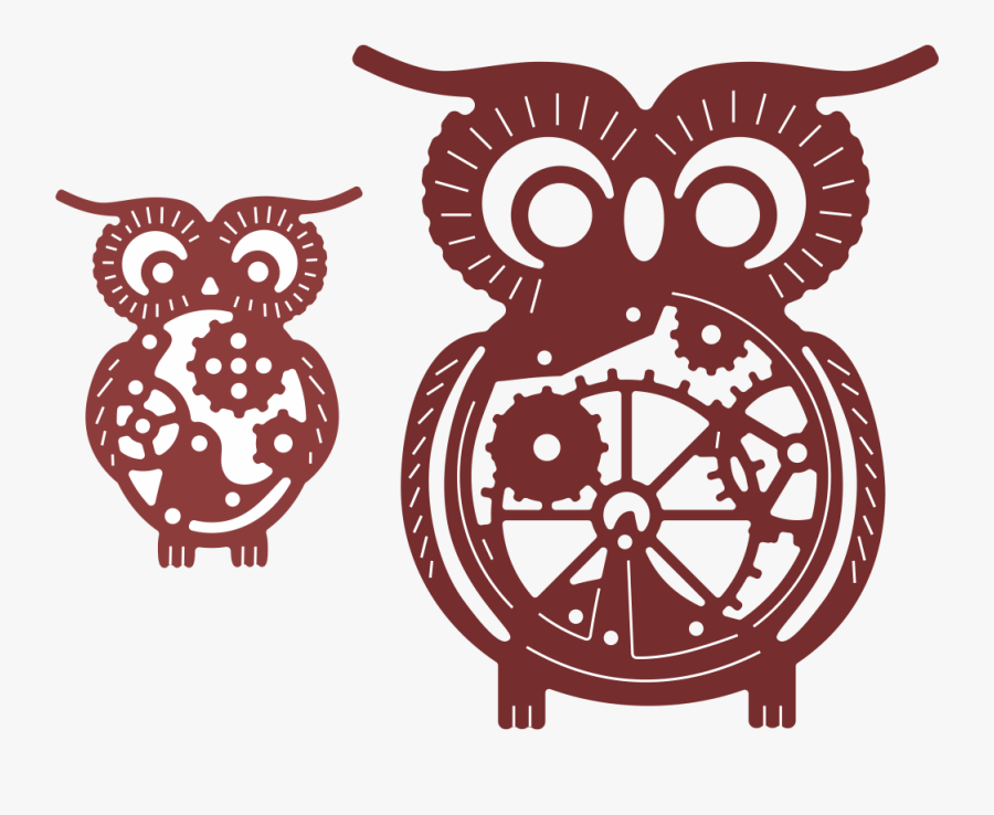 Steampunk Owl Silhouettes, Transparent Clipart