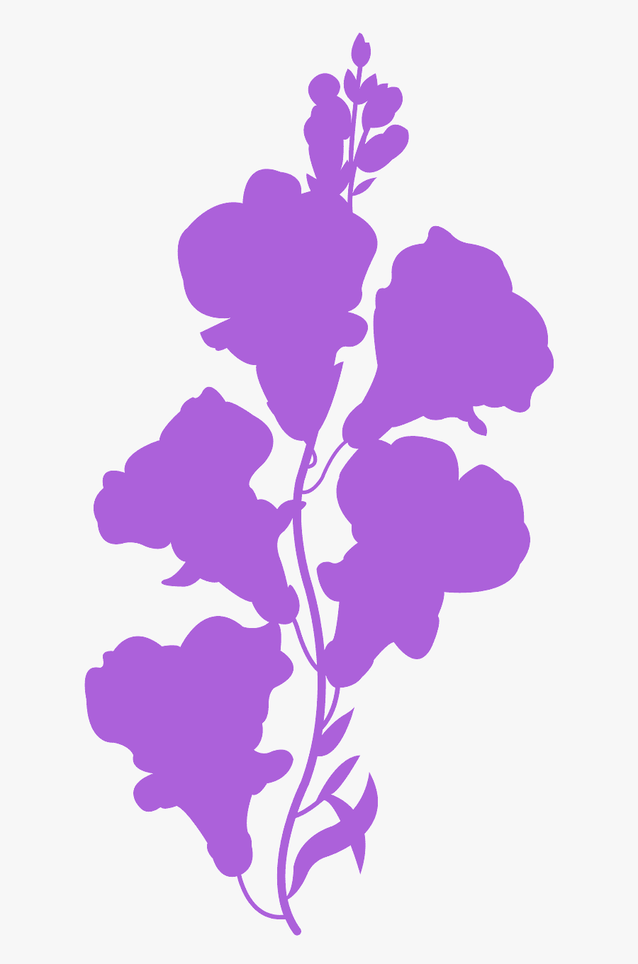 Grey Flower Silhouette, Transparent Clipart