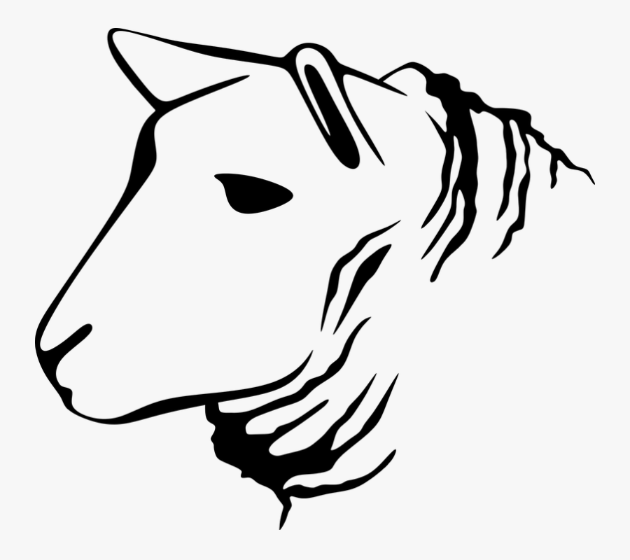 Animal, Barnyard, Lamb, Sheep, Silhouette - Lamb Head Black And White Clipart, Transparent Clipart