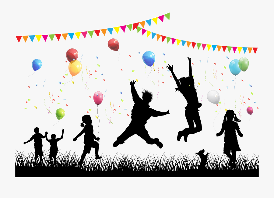 And Silhouette Around House Child Bounces Moon Clipart - Silhouette, Transparent Clipart