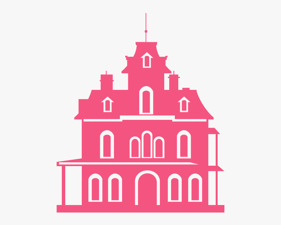 Pink House Silhouette, Transparent Clipart